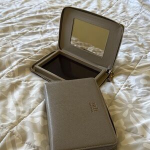 Gray Saffiano Leather Travel Jewelry Case